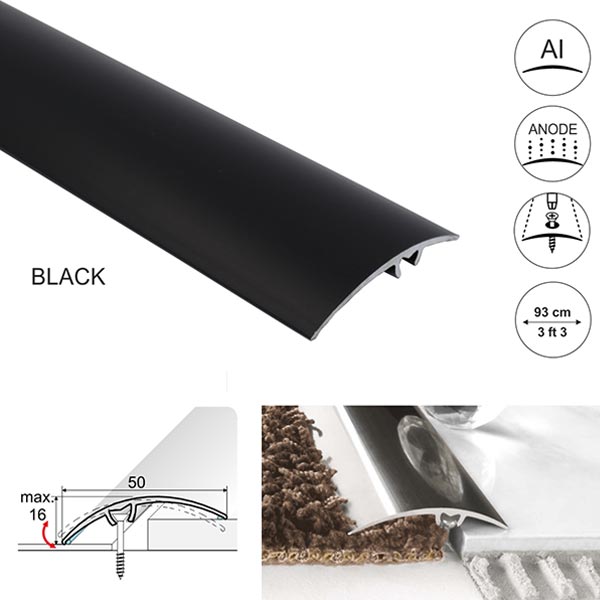 50mm Wide Aluminium Door Floor Trim, Carpet Thresholds Trim