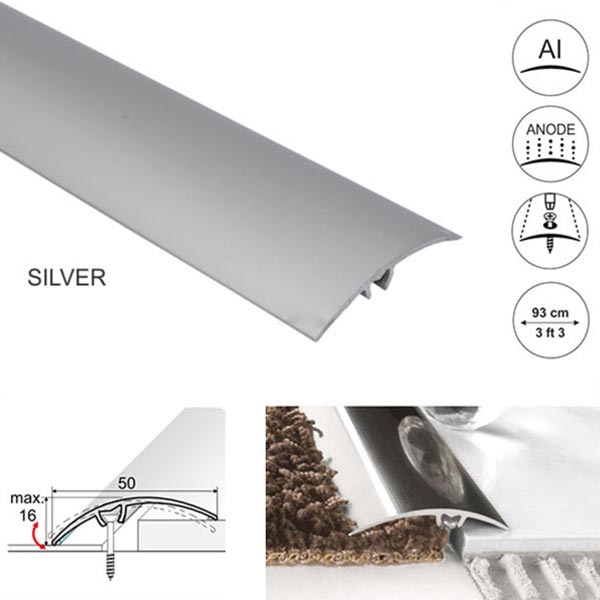 50mm Wide Aluminium Door Floor Trim, Carpet Thresholds Trim