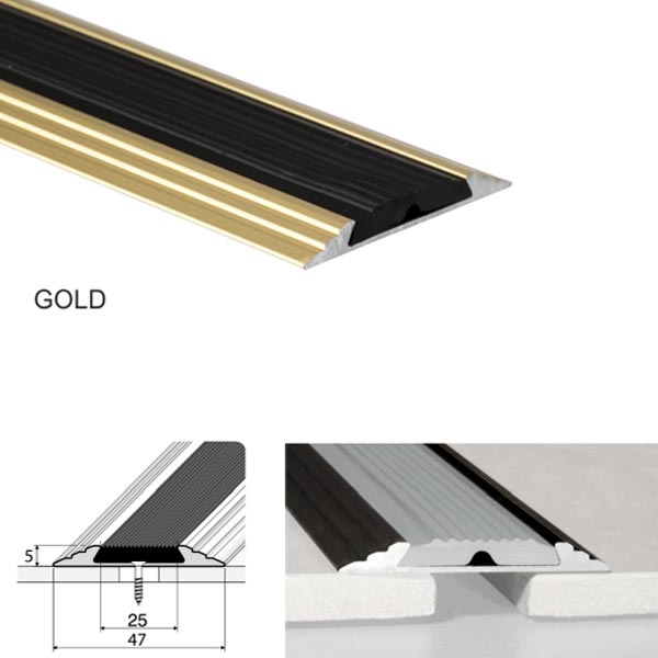 50mm Wide Aluminium Flat Non Slip Door Threshold A10 Profile Anodised