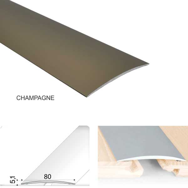 80mm Wide Anodised Aluminium Self Adhesive Door Threshold Floor Trim