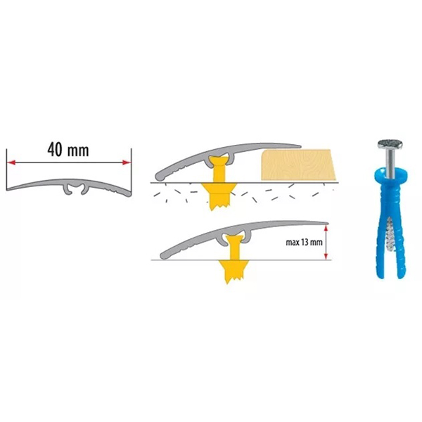 Aluminium Carpet Cover Door Threshold Silver Floor Trim Transition Strip