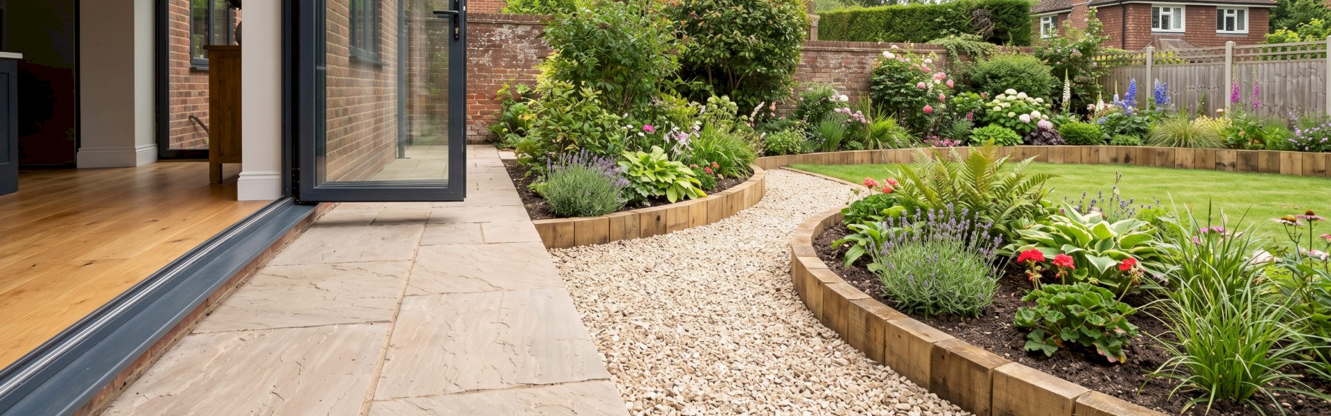 Flat bar trims and wooden timber edging for UK flooring transitions, garden borders and decorative finishing