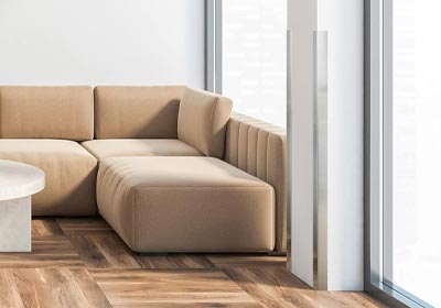 Wall corner protector and edging trim installed to prevent damage in a busy space