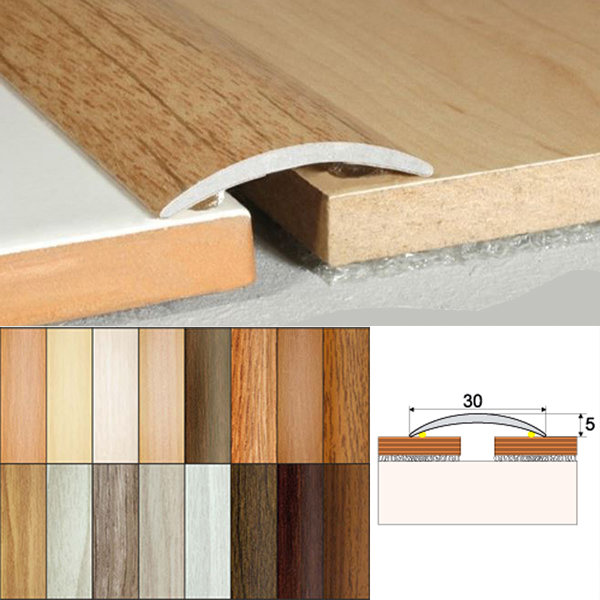 Wood Effect Door Thresholds / 30mm Wood Effect Aluminium Floor Edging