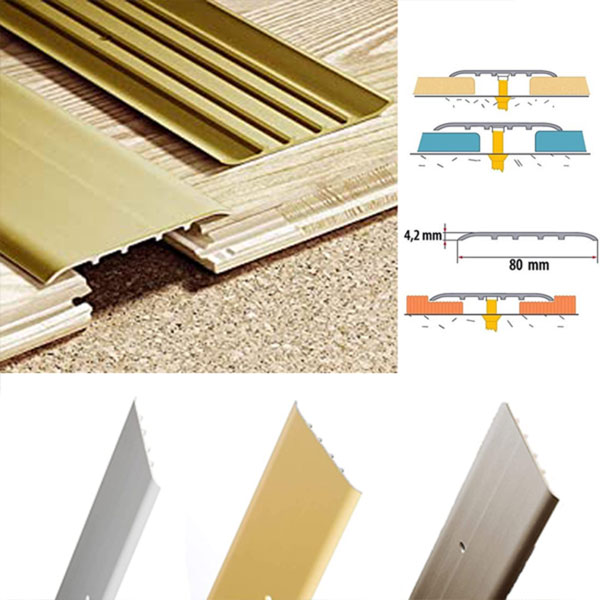 Flat Door Threshold / 80mm Wide Flooring Aluminium Door Bars Threshold