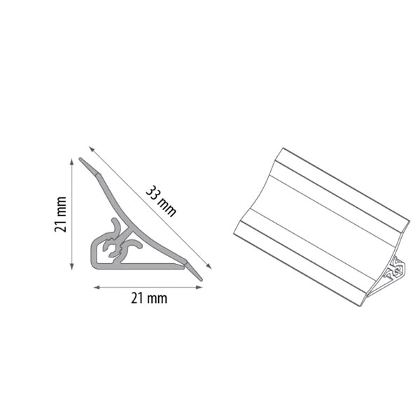 PVC Worktop Profile 2.5m Long Trim Edging 33mm Splashback Accessories