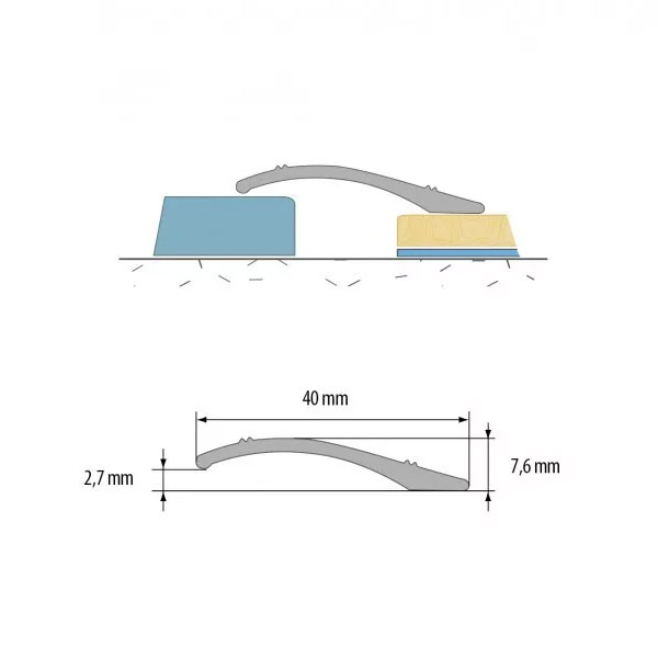 Self-Adhesive Anodised Aluminium Door Floor Bar Trim Threshold Ramp